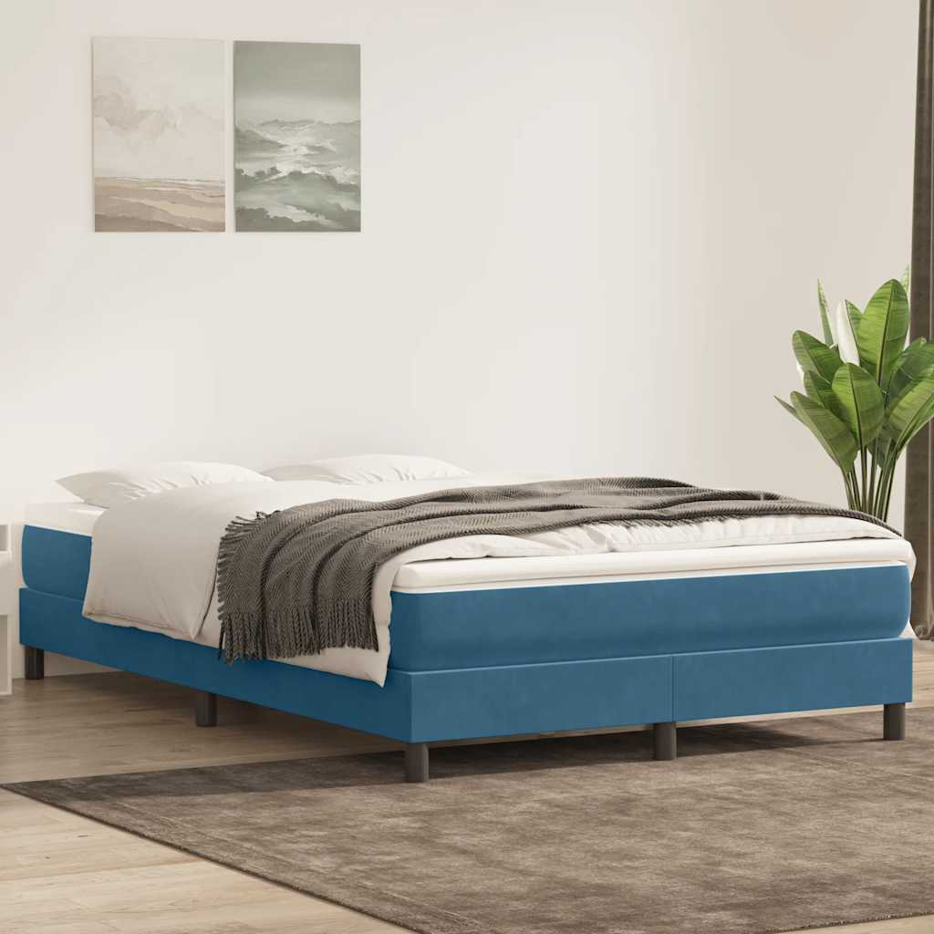 vidaXL Cama box spring sin colchón terciopelo azul oscuro 140x210 cm