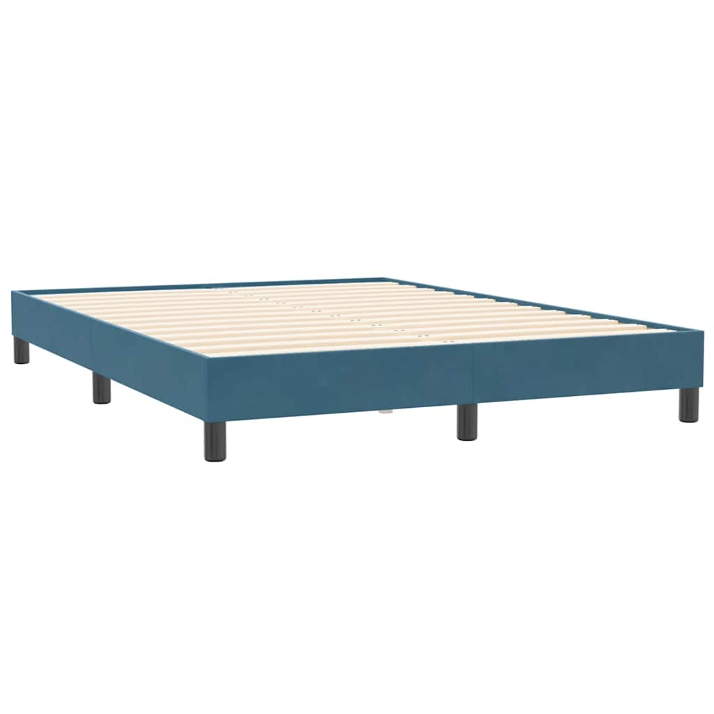 vidaXL Cama box spring sin colchón terciopelo azul oscuro 140x210 cm