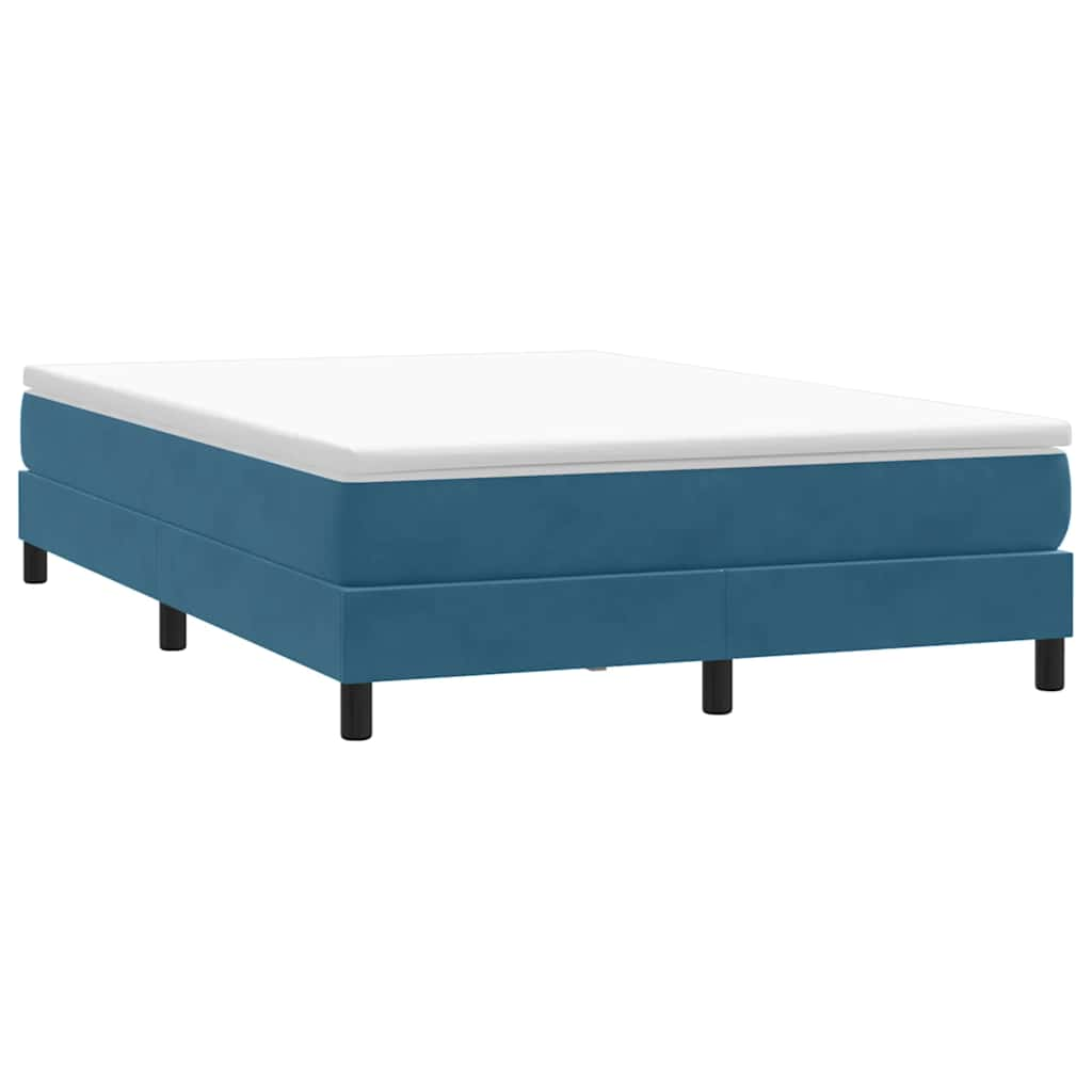 vidaXL Cama box spring sin colchón terciopelo azul oscuro 140x210 cm