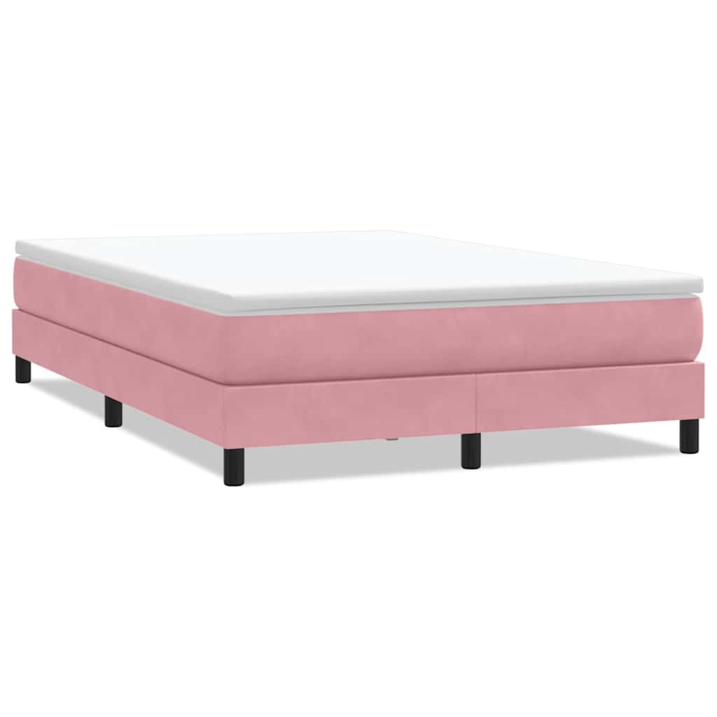 vidaXL Cama box spring sin colchón terciopelo rosa 140x210 cm