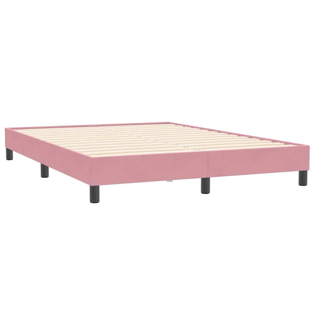 vidaXL Cama box spring sin colchón terciopelo rosa 140x210 cm