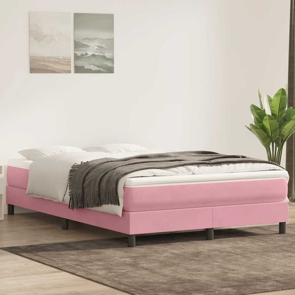 vidaXL Cama box spring sin colchón terciopelo rosa 140x210 cm