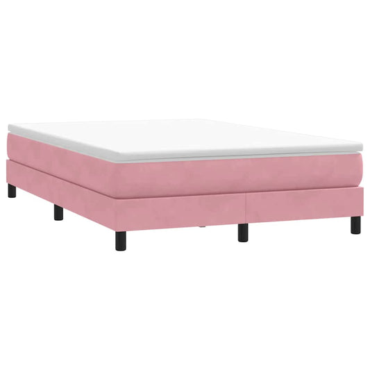 vidaXL Cama box spring sin colchón terciopelo rosa 140x210 cm