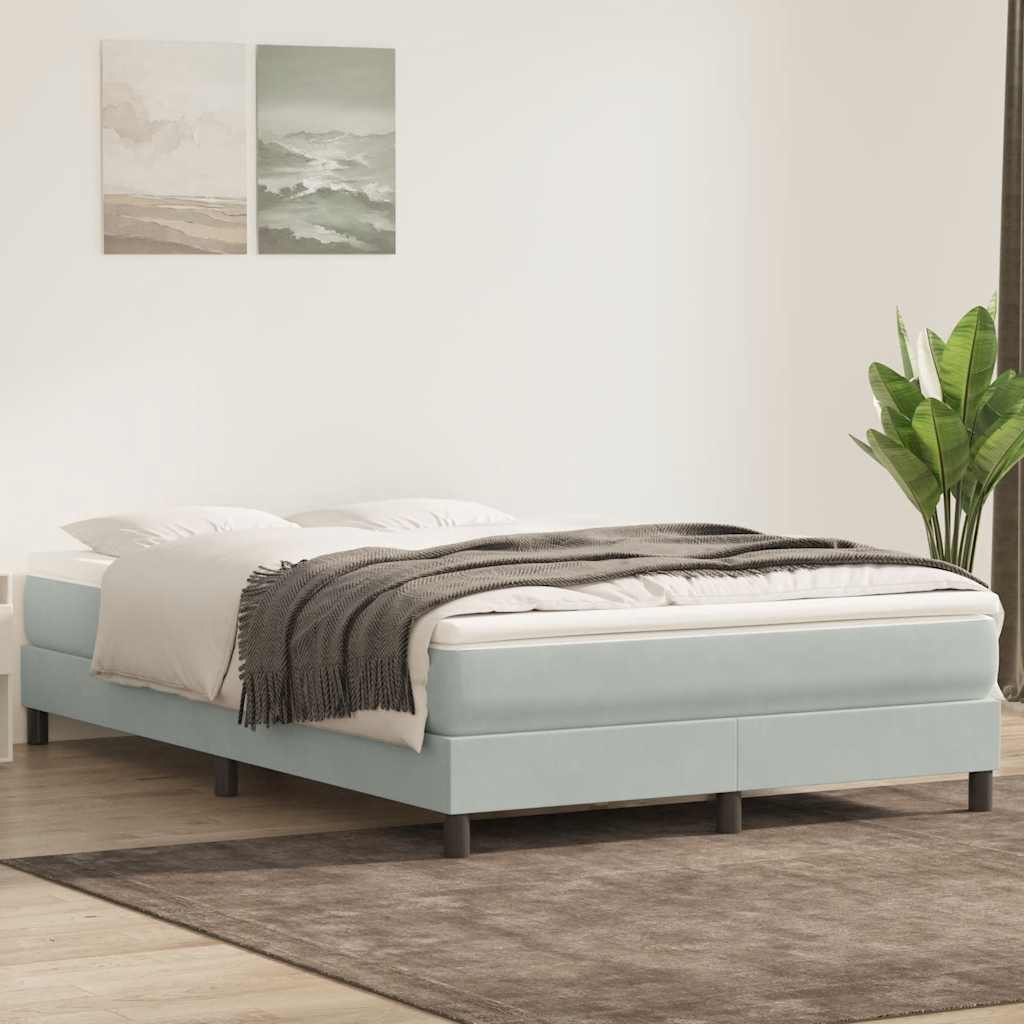 vidaXL Cama box spring sin colchón terciopelo gris claro 160x210 cm