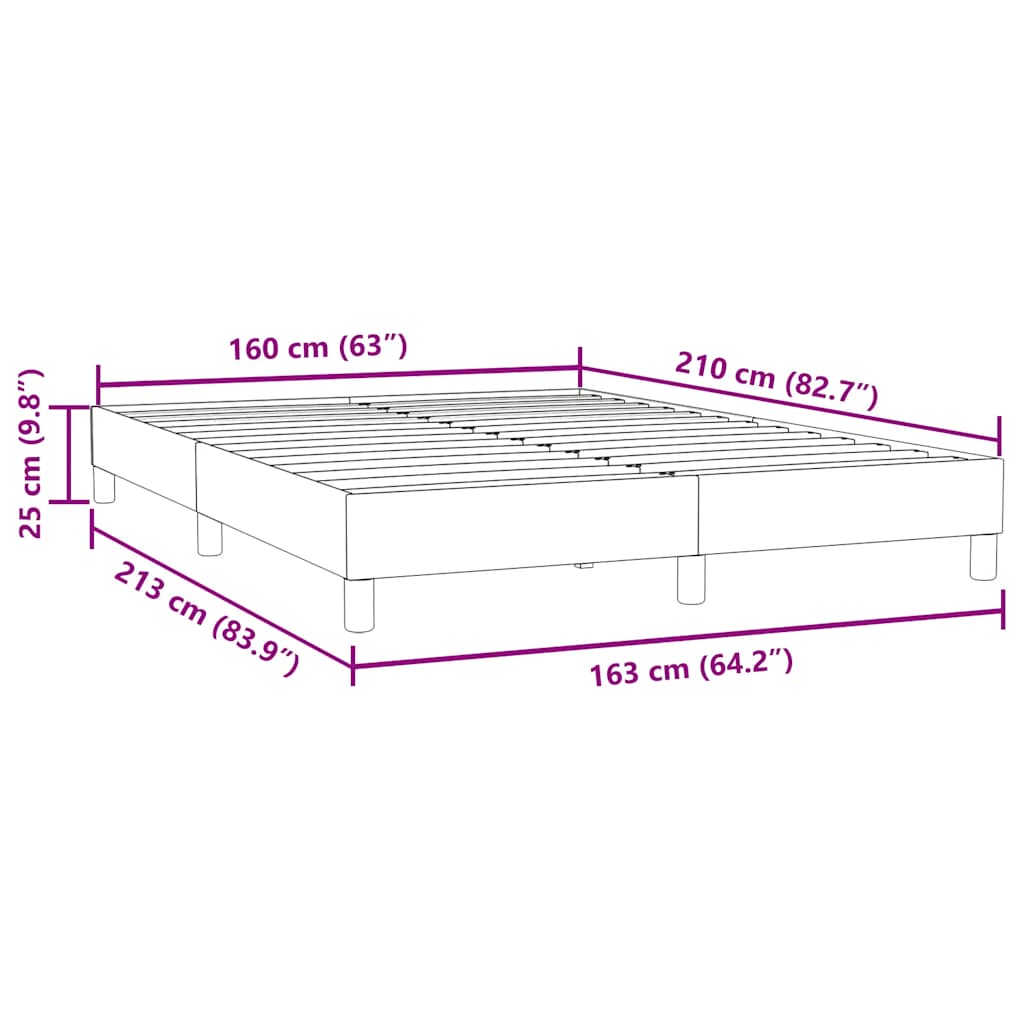 vidaXL Cama box spring sin colchón terciopelo gris claro 160x210 cm