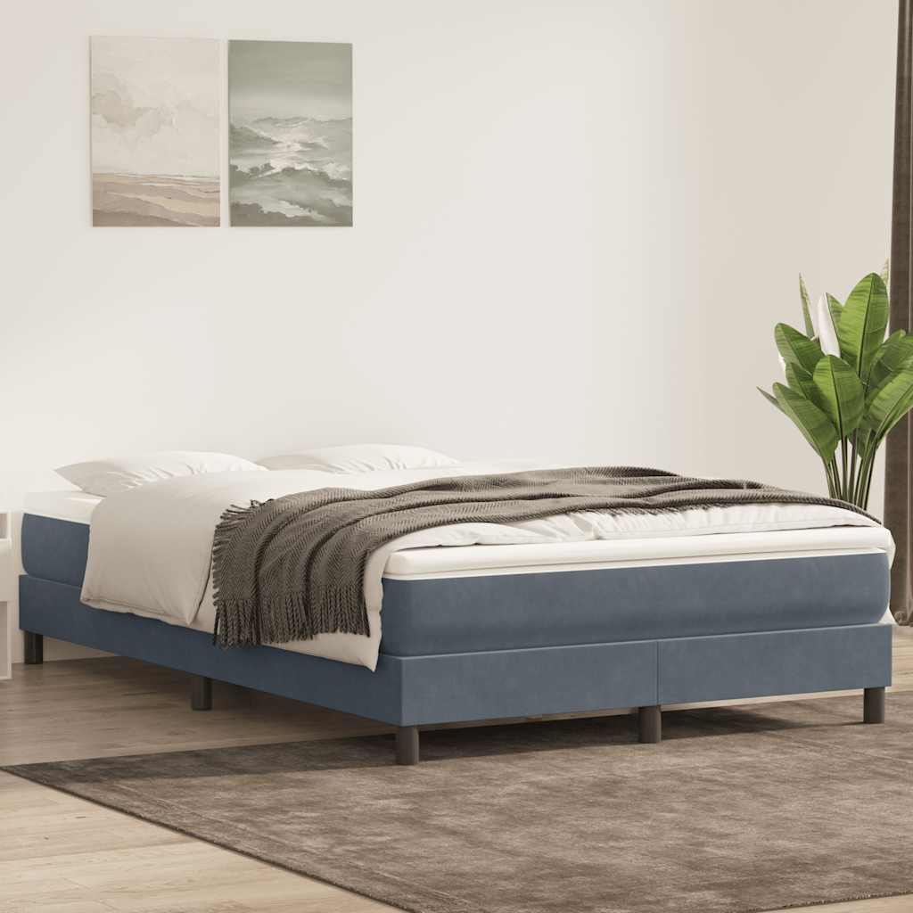 vidaXL Cama box spring sin colchón terciopelo gris oscuro 160x210 cm