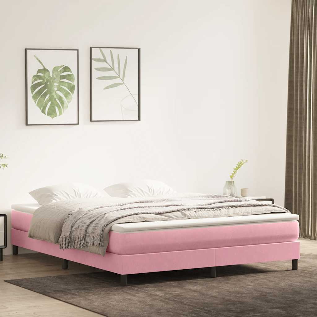 vidaXL Cama box spring sin colchón terciopelo rosa 180x210 cm