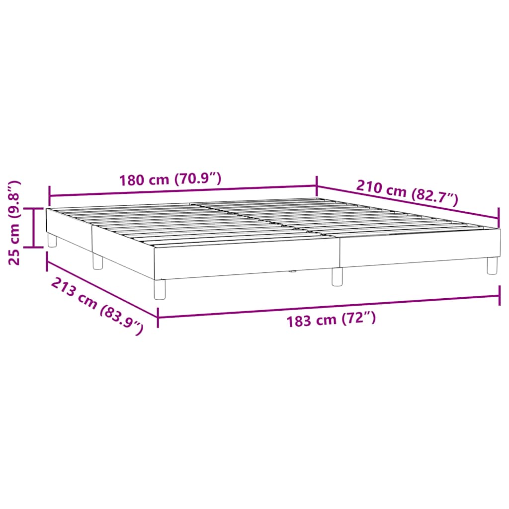 vidaXL Cama box spring sin colchón terciopelo rosa 180x210 cm