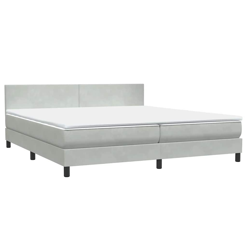 vidaXL Cama box spring con colchón terciopelo gris claro 180x210 cm