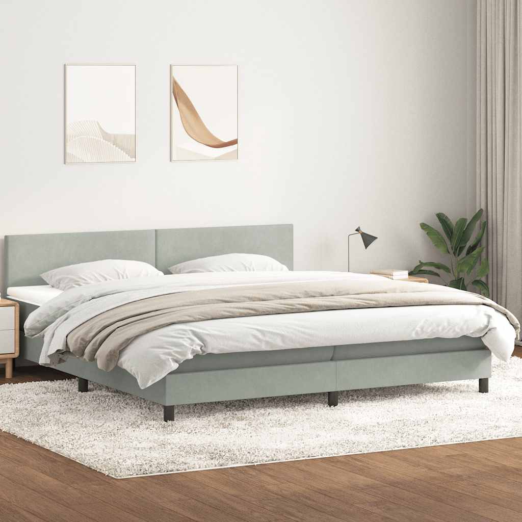 vidaXL Cama box spring con colchón terciopelo gris claro 180x210 cm