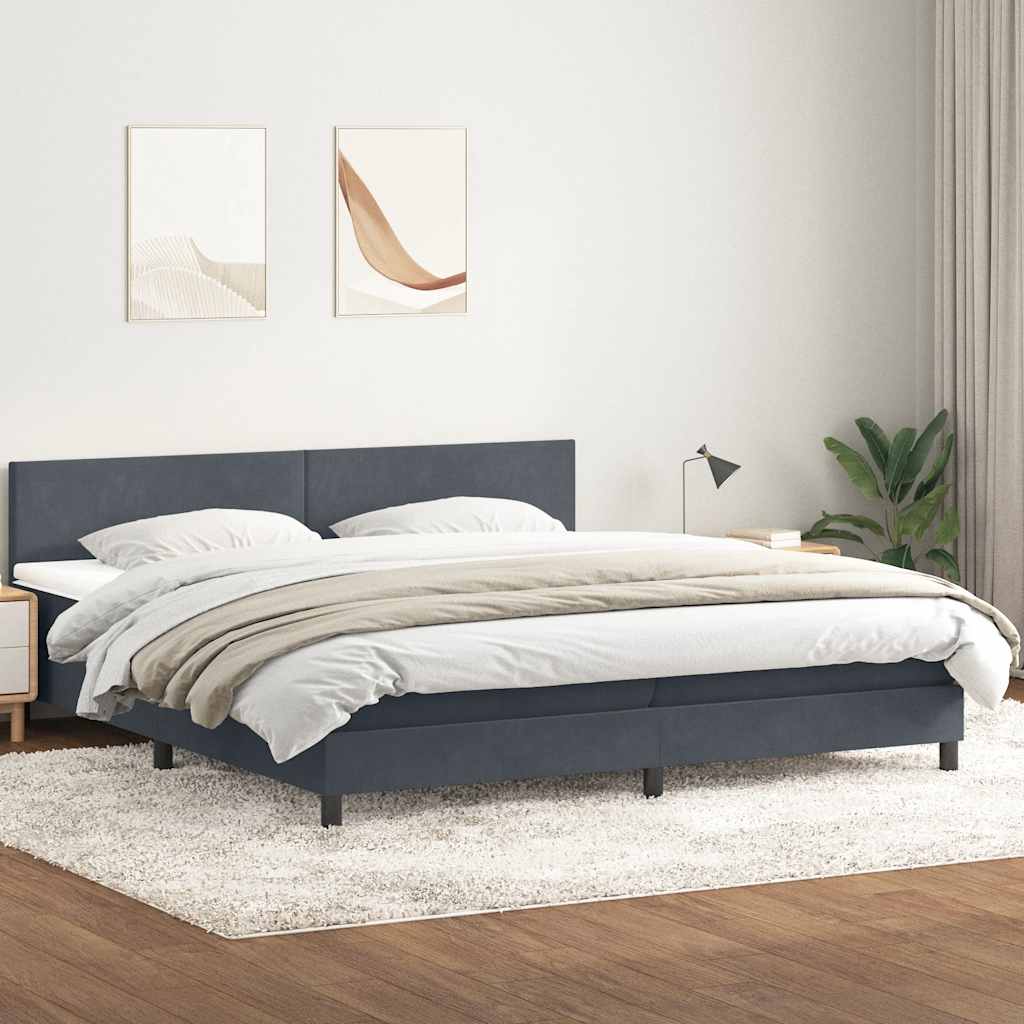 vidaXL Cama box spring con colchón terciopelo gris oscuro 180x210 cm