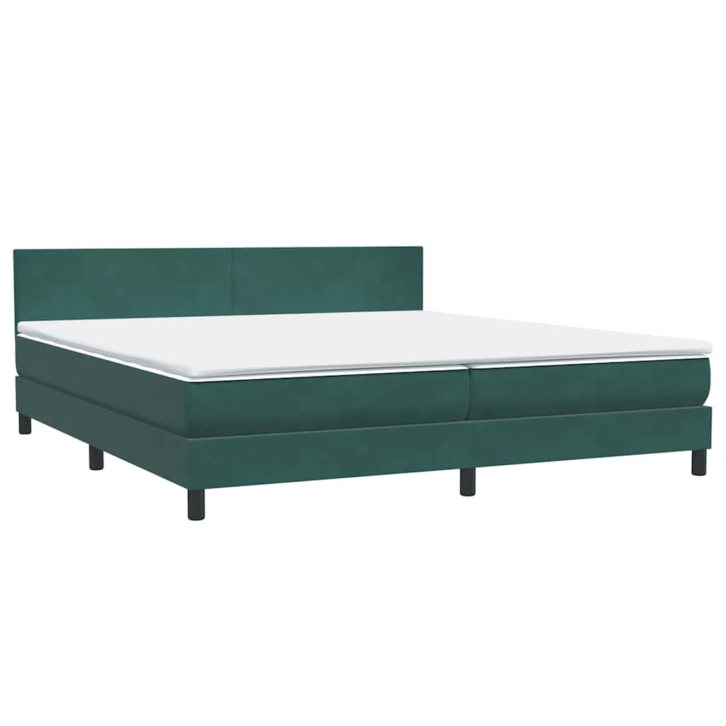 vidaXL Cama box spring con colchón terciopelo verde oscuro 180x210 cm