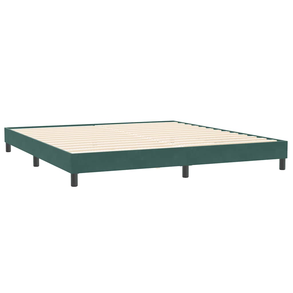 vidaXL Cama box spring con colchón terciopelo verde oscuro 180x210 cm