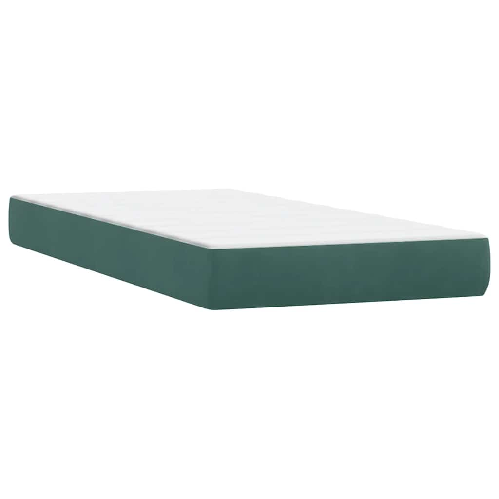 vidaXL Cama box spring con colchón terciopelo verde oscuro 180x210 cm