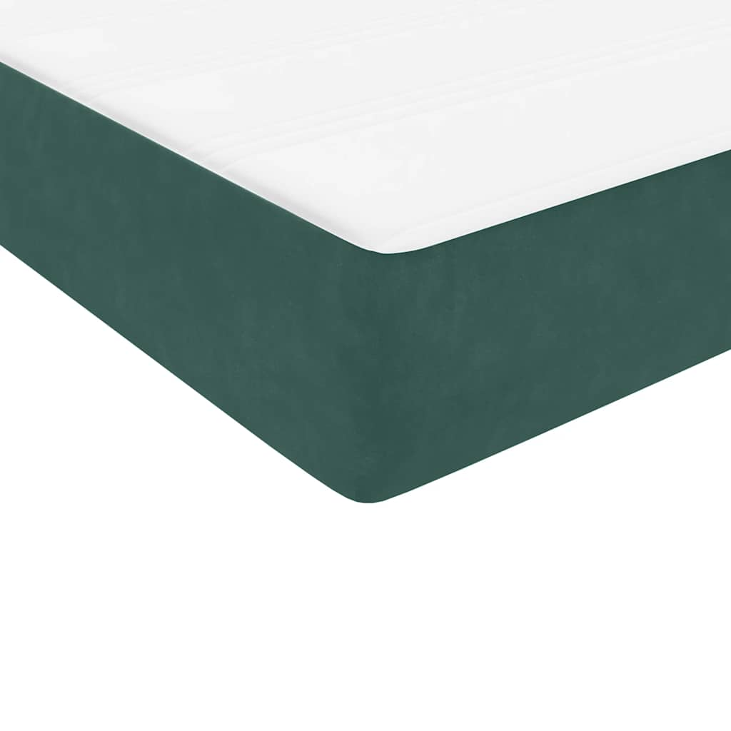 vidaXL Cama box spring con colchón terciopelo verde oscuro 180x210 cm