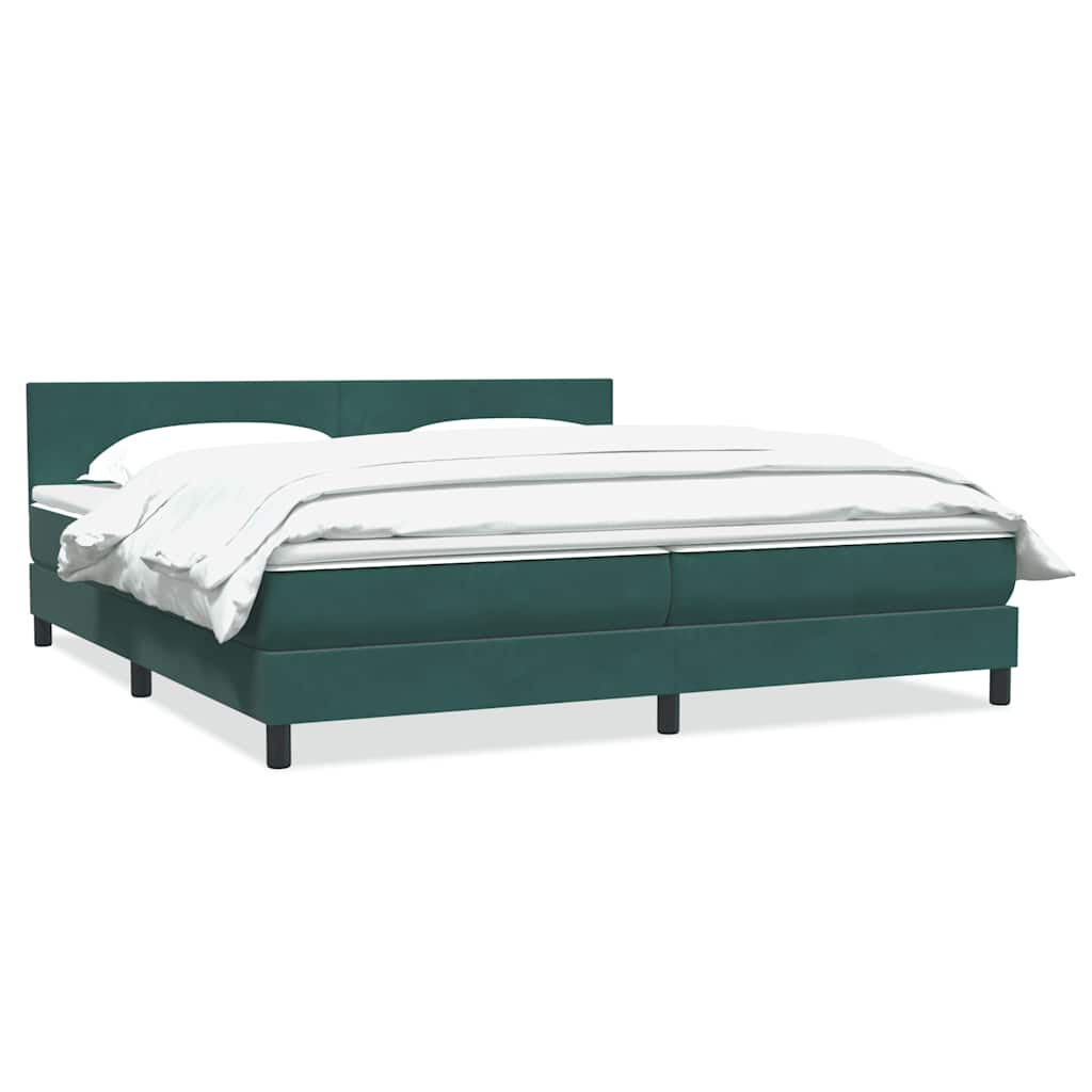 vidaXL Cama box spring con colchón terciopelo verde oscuro 180x210 cm