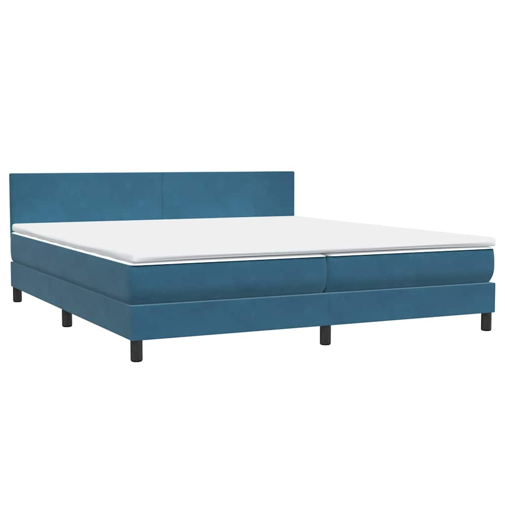 vidaXL Cama box spring con colchón terciopelo azul oscuro 180x210 cm