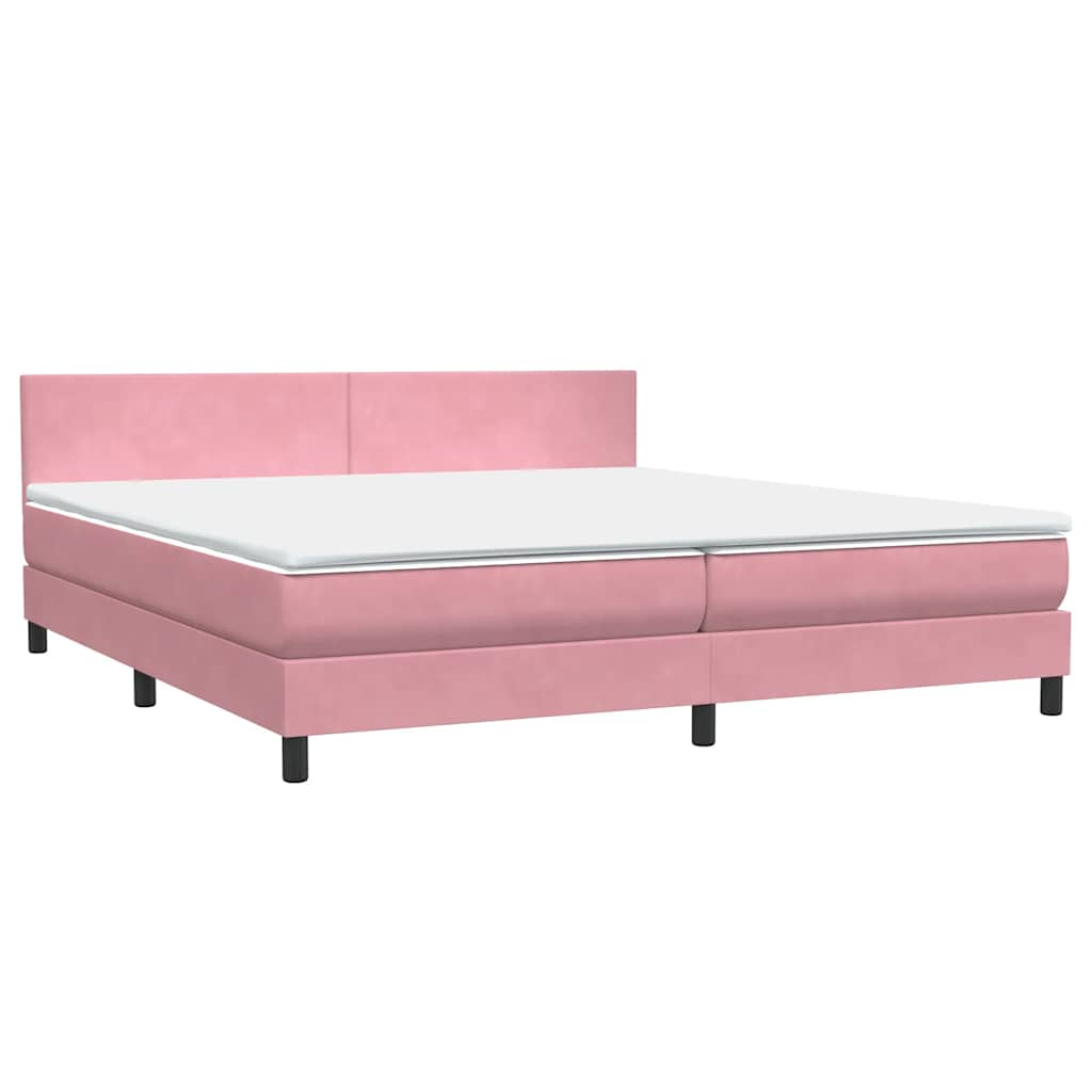 vidaXL Cama box spring con colchón terciopelo rosa 180x210 cm