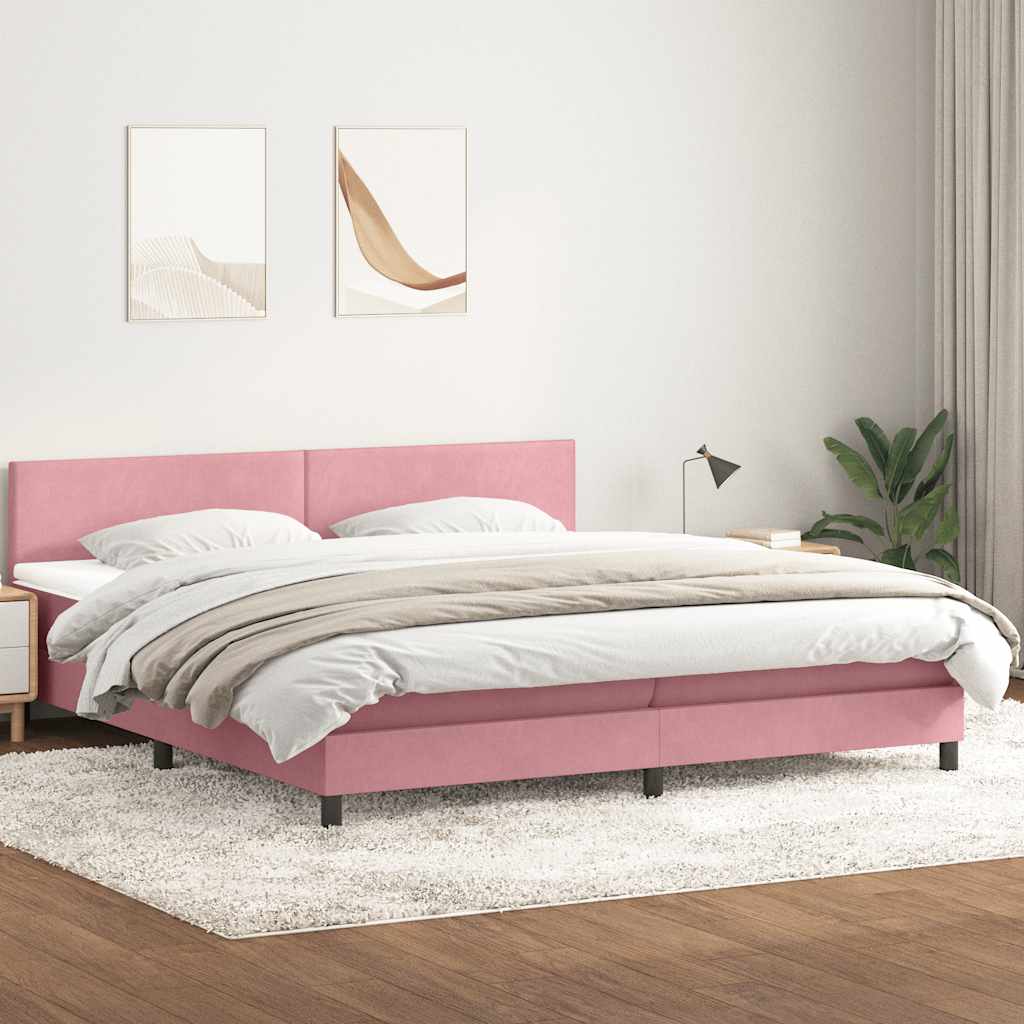 vidaXL Cama box spring con colchón terciopelo rosa 180x210 cm