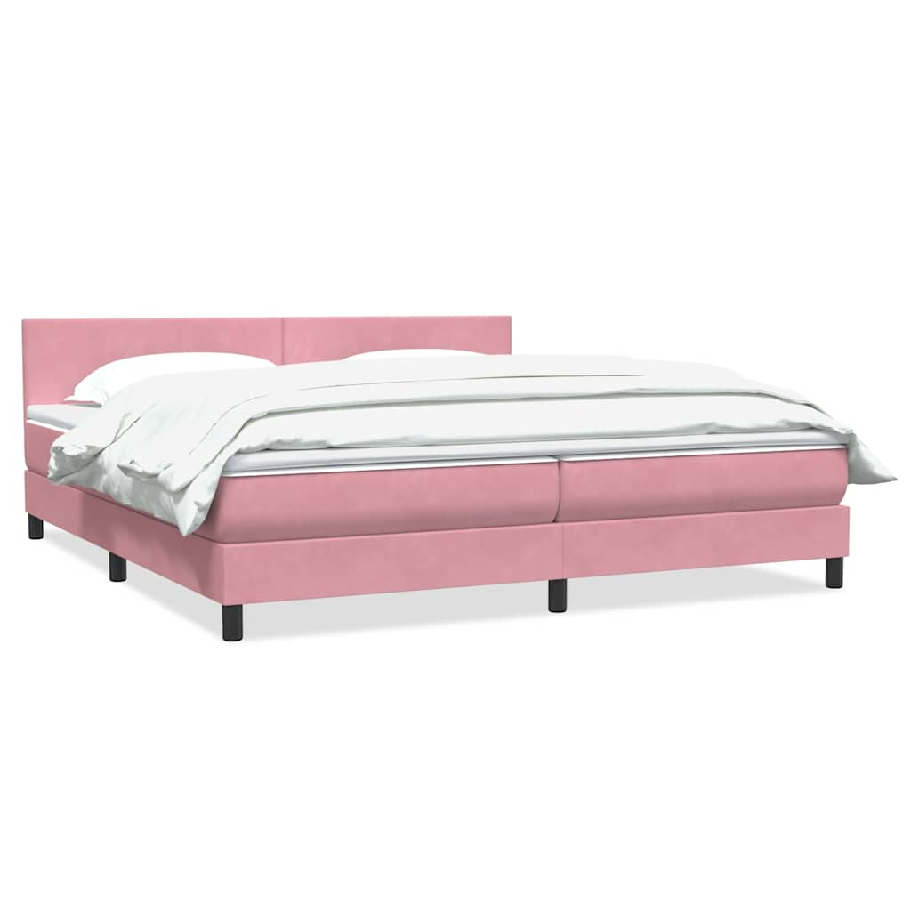 vidaXL Cama box spring con colchón terciopelo rosa 180x210 cm