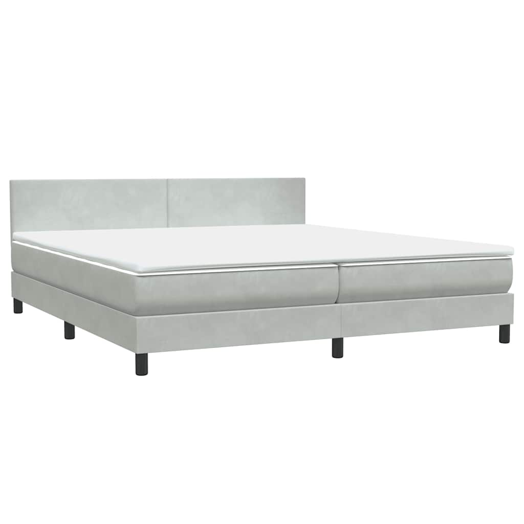 vidaXL Cama box spring con colchón terciopelo gris claro 200x210 cm