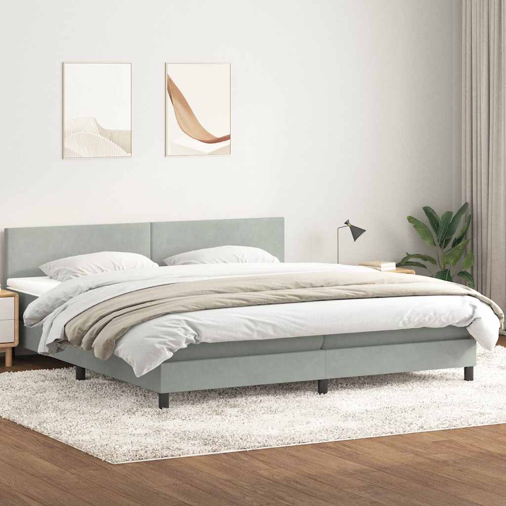 vidaXL Cama box spring con colchón terciopelo gris claro 200x210 cm