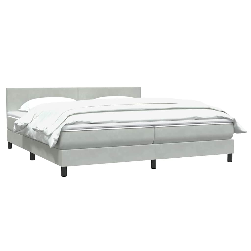 vidaXL Cama box spring con colchón terciopelo gris claro 200x210 cm