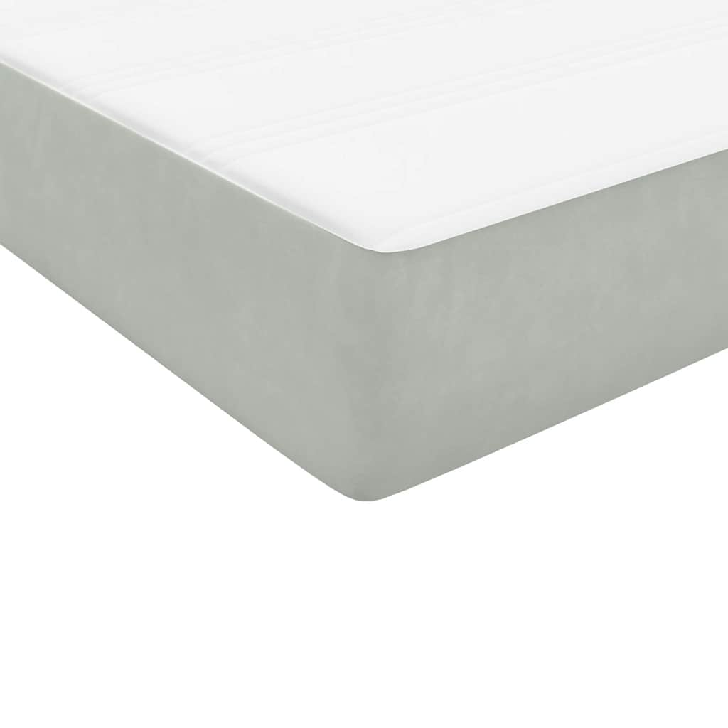 vidaXL Cama box spring con colchón terciopelo gris claro 200x210 cm