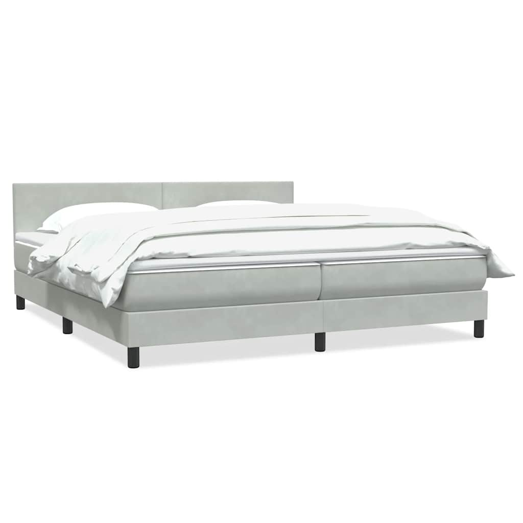 vidaXL Cama box spring con colchón terciopelo gris claro 200x210 cm