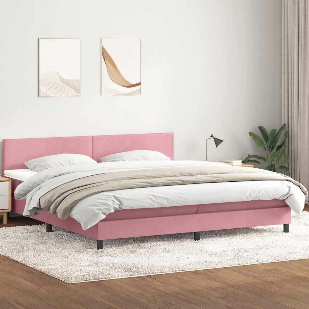 vidaXL Cama box spring con colchón terciopelo rosa 200x210 cm