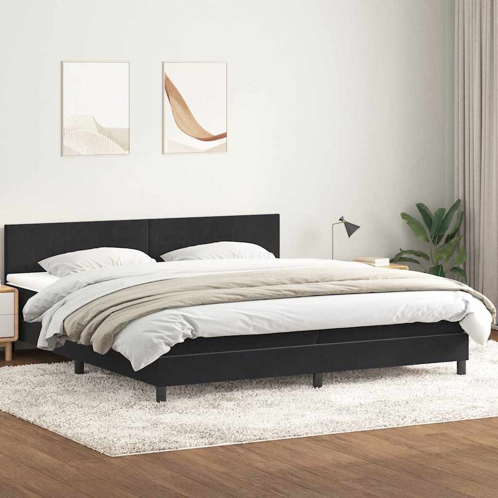 vidaXL Cama box spring con colchón terciopelo negro 180x220 cm