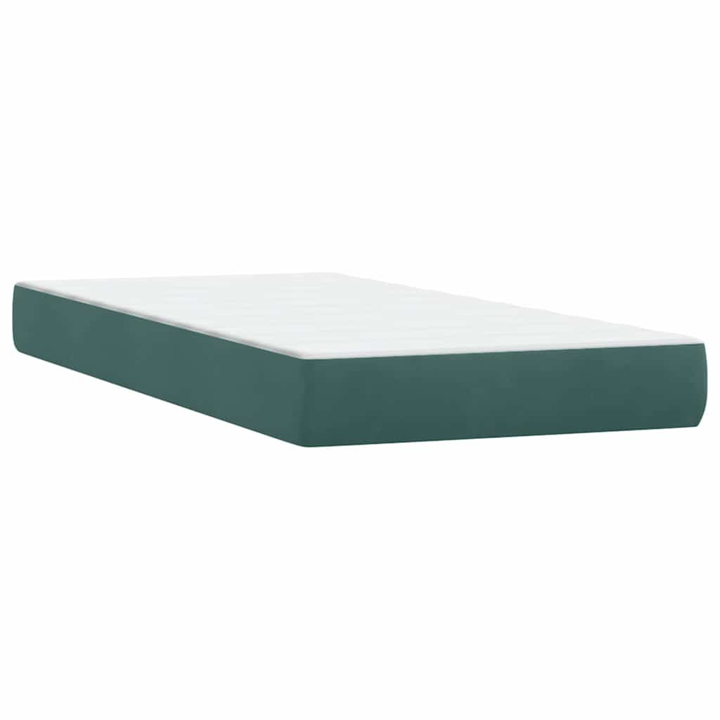 vidaXL Cama box spring con colchón terciopelo verde oscuro 180x220 cm