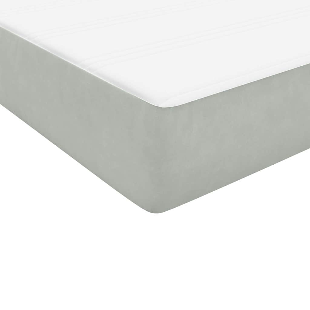 vidaXL Cama box spring con colchón terciopelo gris claro 200x220 cm