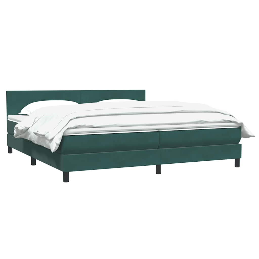 vidaXL Cama box spring con colchón terciopelo verde oscuro 200x220 cm