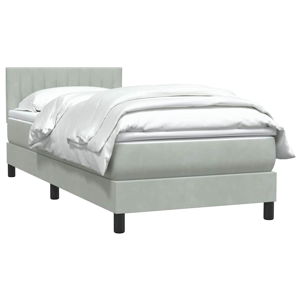 vidaXL Cama box spring con colchón terciopelo gris claro 80x210 cm