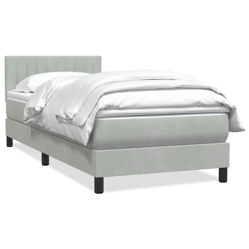 vidaXL Cama box spring con colchón terciopelo gris claro 80x210 cm