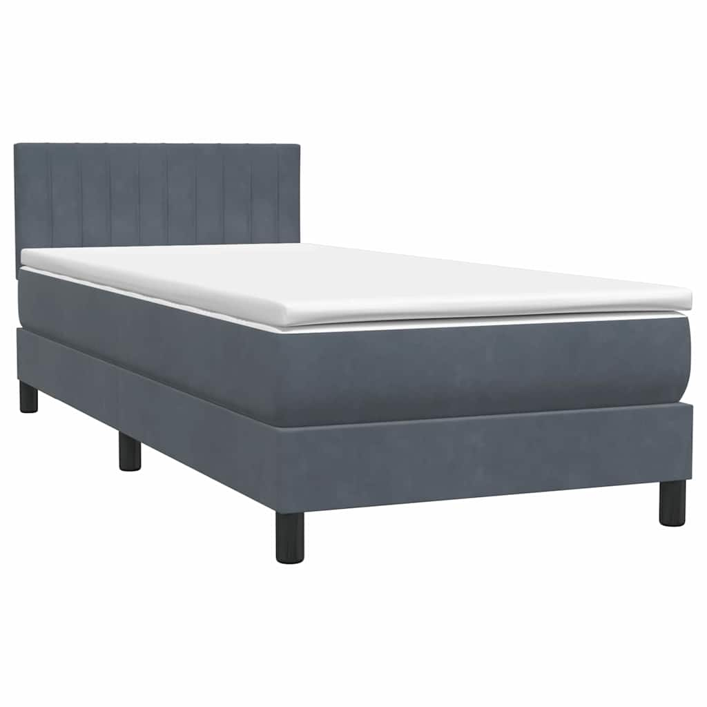 vidaXL Cama box spring con colchón terciopelo gris oscuro 80x210 cm