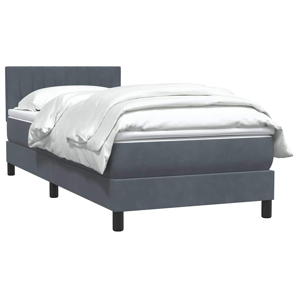 vidaXL Cama box spring con colchón terciopelo gris oscuro 80x210 cm