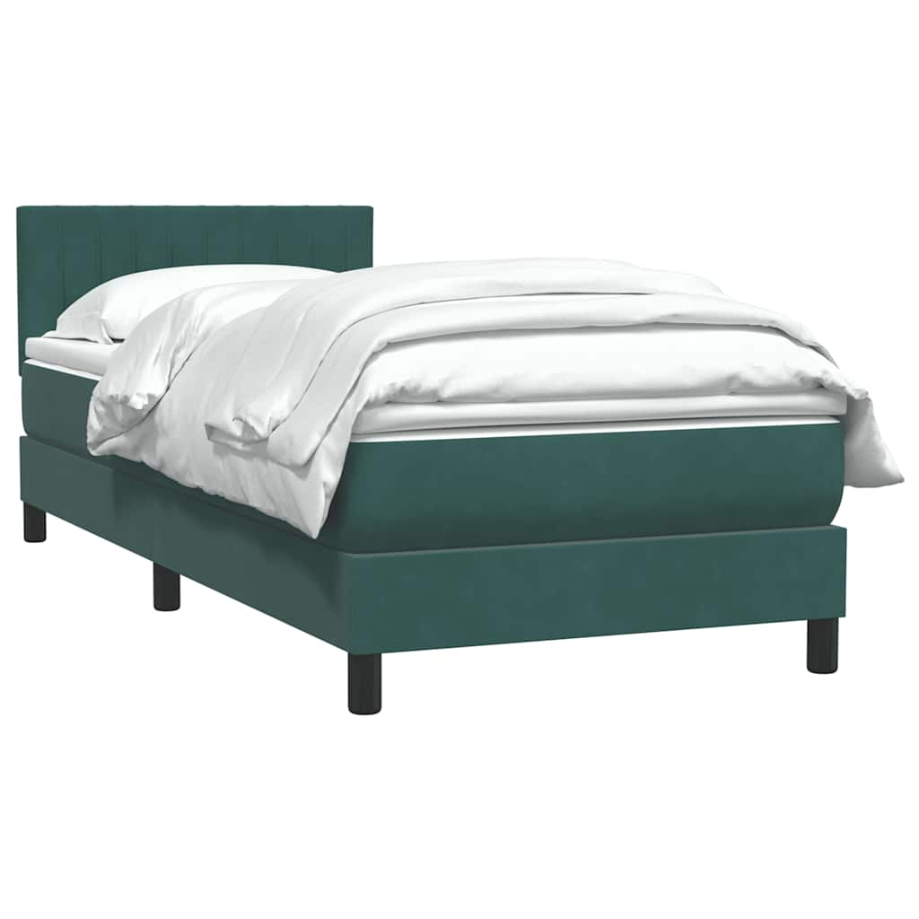 vidaXL Cama box spring con colchón terciopelo verde oscuro 80x210 cm