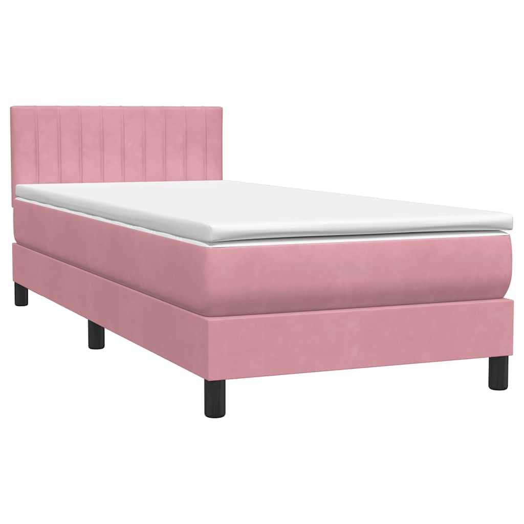 vidaXL Cama box spring con colchón terciopelo rosa 80x210 cm