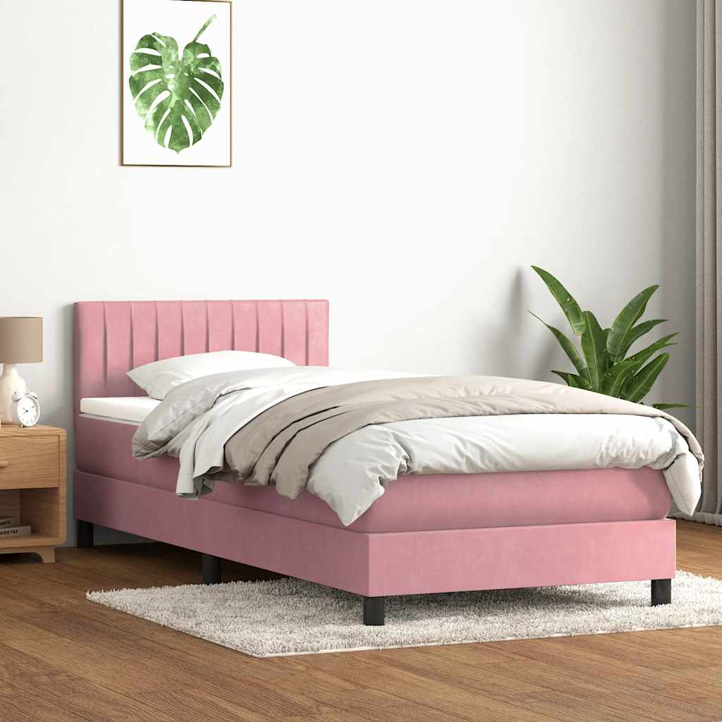 vidaXL Cama box spring con colchón terciopelo rosa 80x210 cm