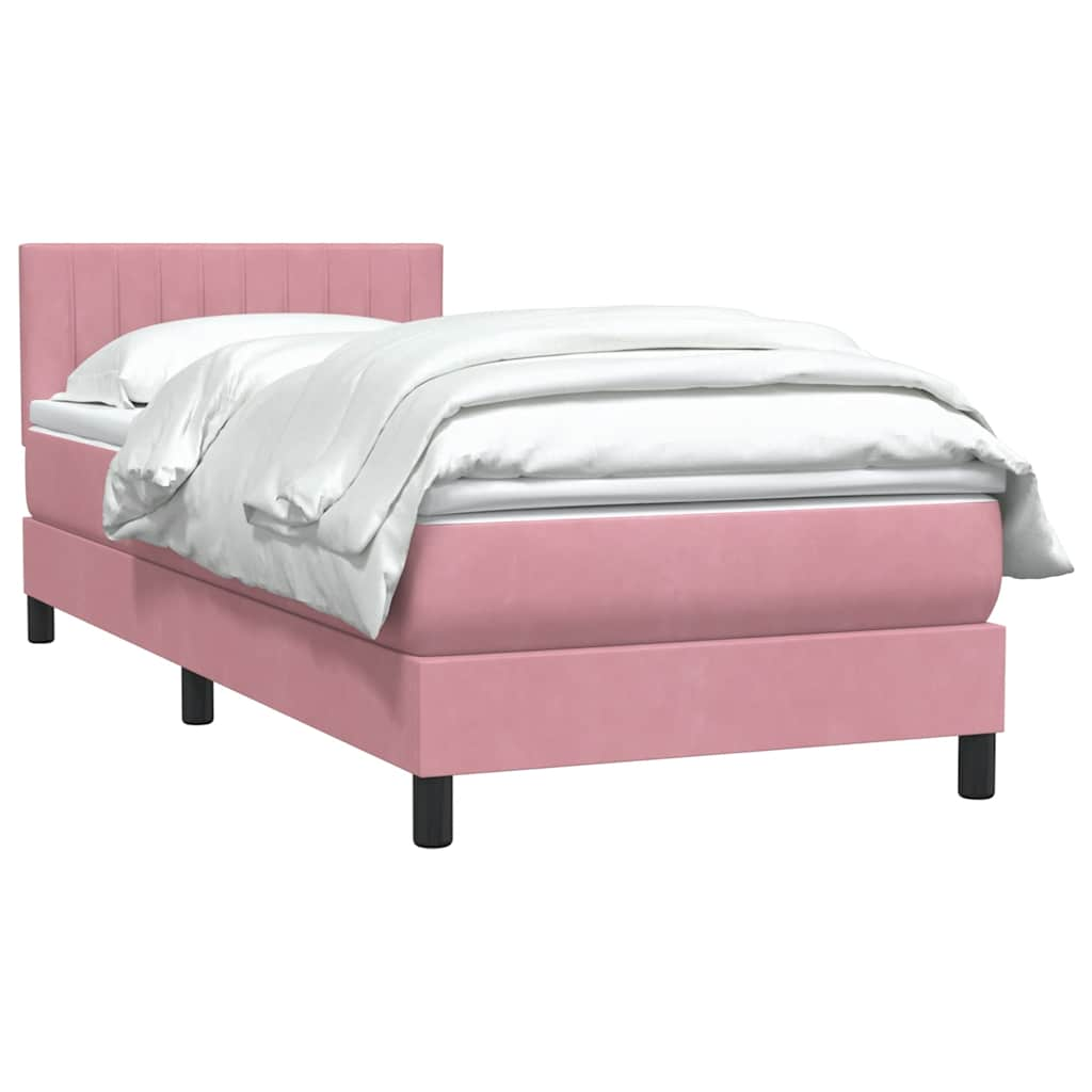 vidaXL Cama box spring con colchón terciopelo rosa 80x210 cm