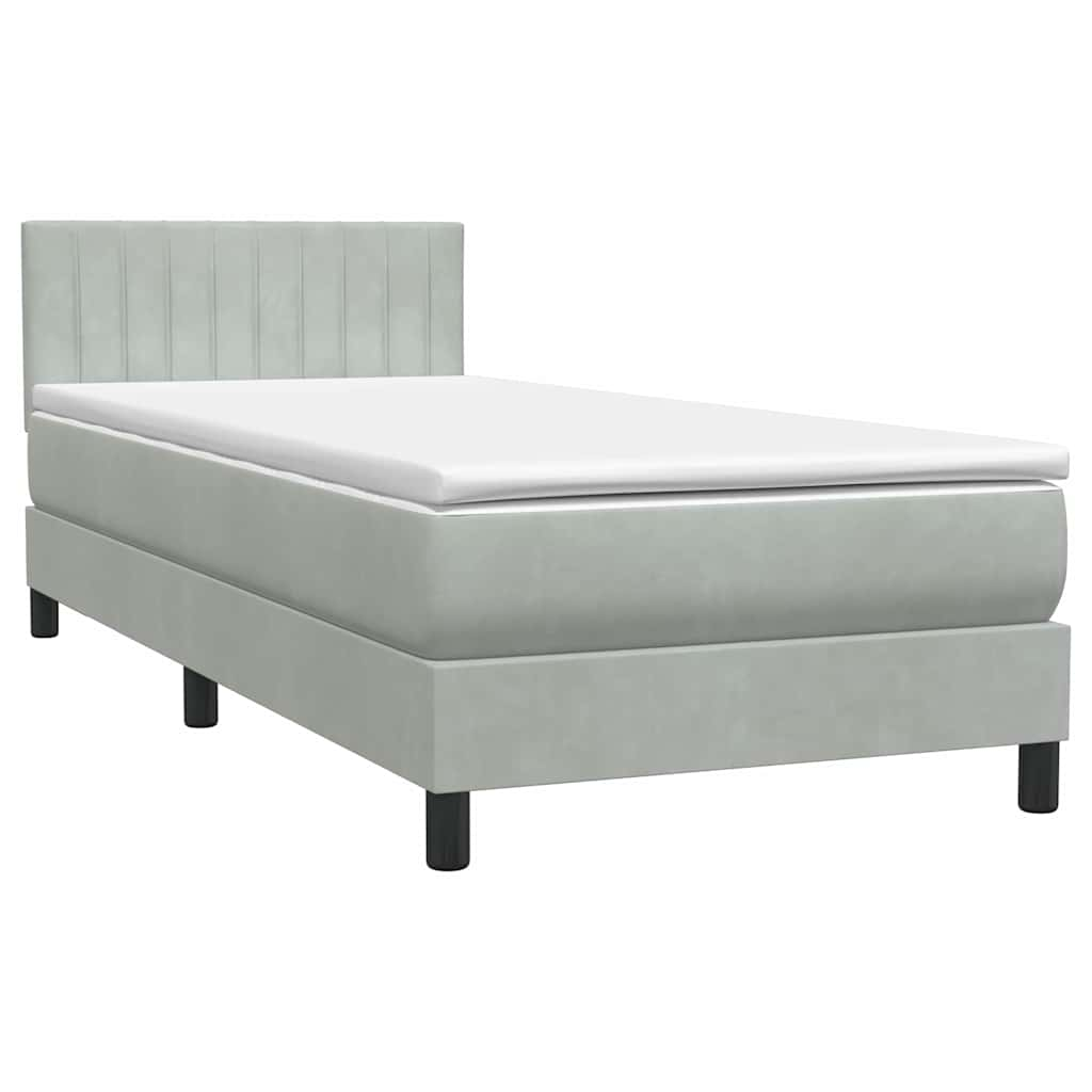 vidaXL Cama box spring con colchón terciopelo gris claro 90x210 cm