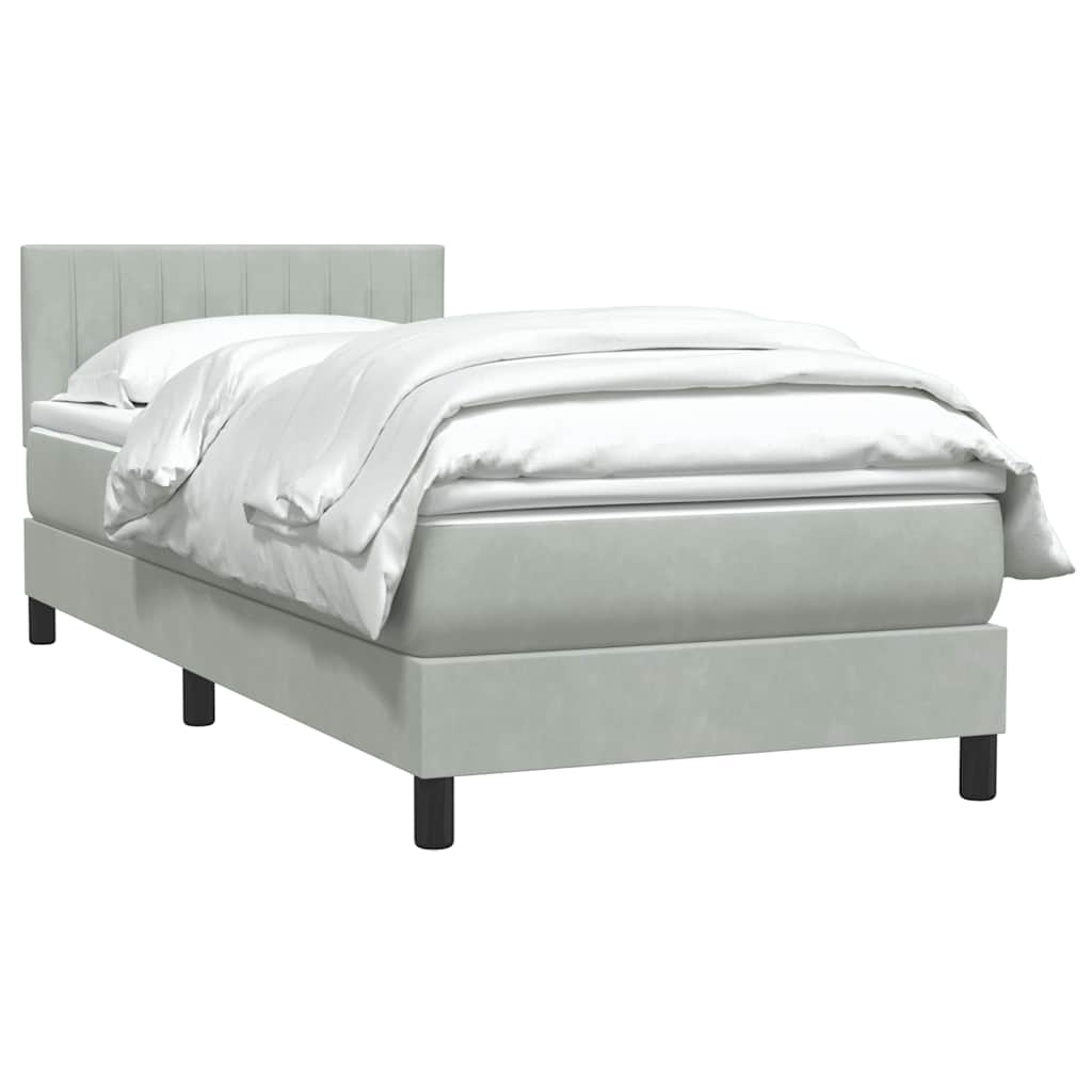 vidaXL Cama box spring con colchón terciopelo gris claro 90x210 cm