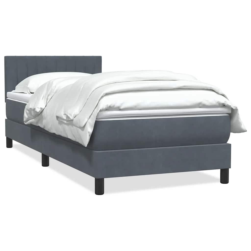 vidaXL Cama box spring con colchón terciopelo gris oscuro 90x210 cm