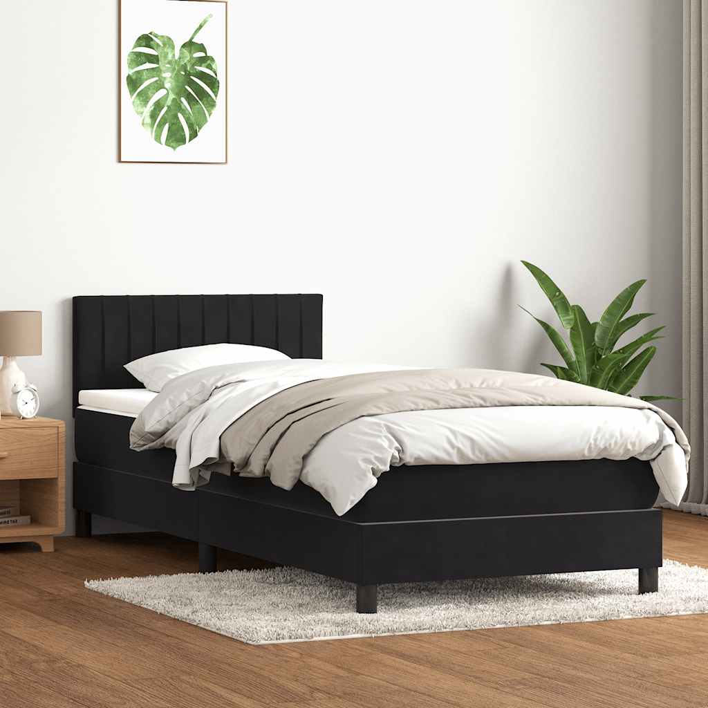 vidaXL Cama box spring con colchón cuero sintético negro 90x210 cm