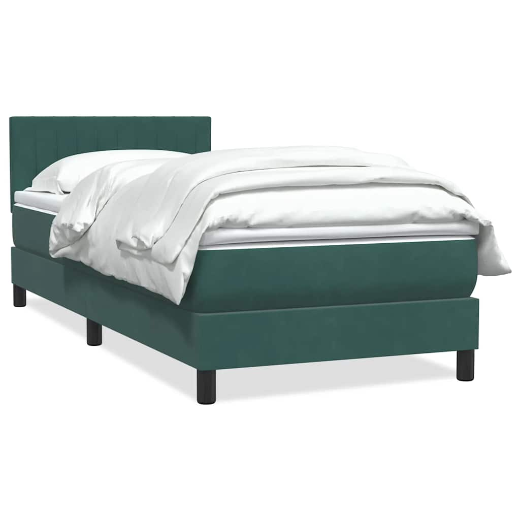 vidaXL Cama box spring con colchón terciopelo verde oscuro 90x210 cm