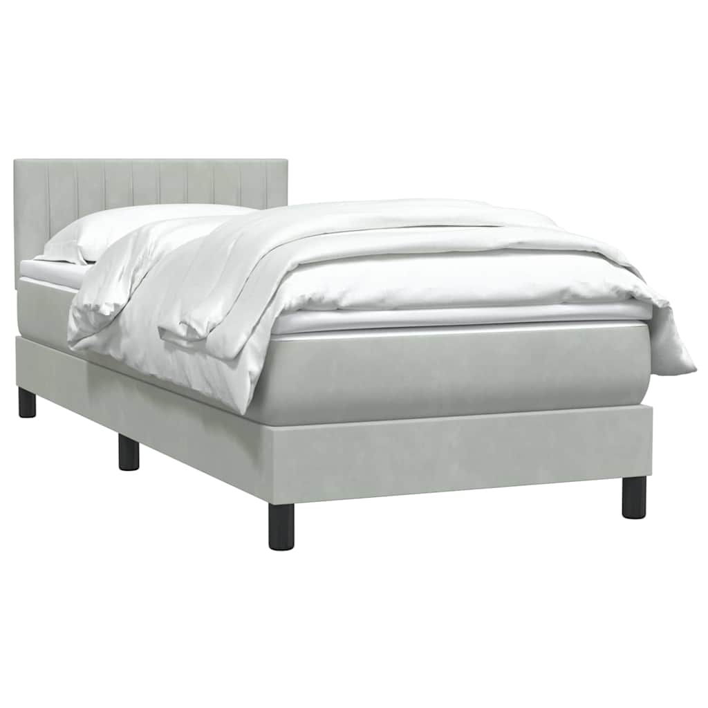 vidaXL Cama box spring con colchón terciopelo gris claro 100x210 cm