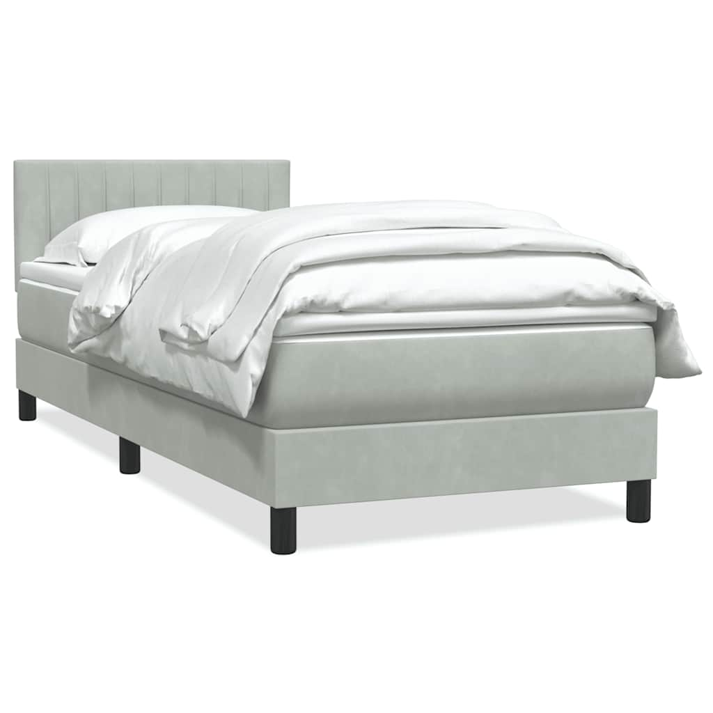 vidaXL Cama box spring con colchón terciopelo gris claro 100x210 cm