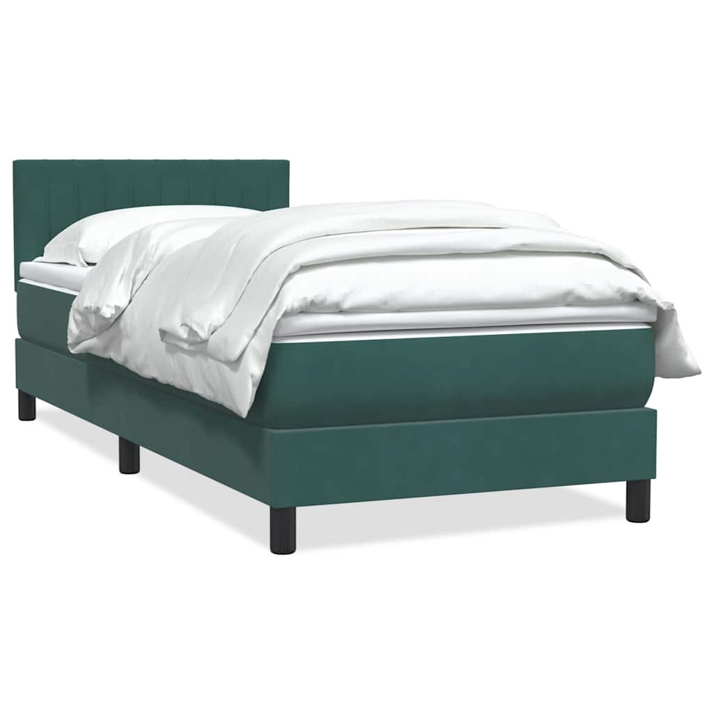 vidaXL Cama box spring con colchón terciopelo verde oscuro 100x210 cm